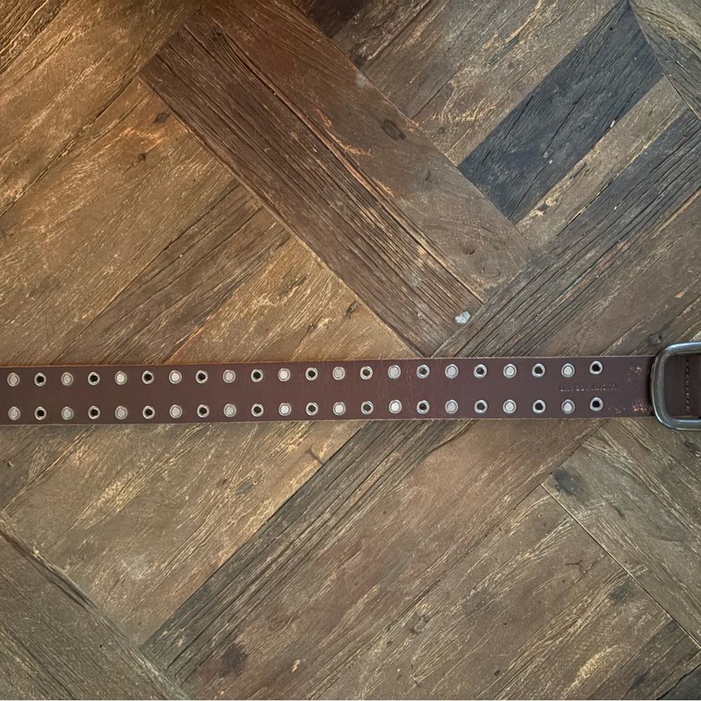 Lucky Brand Brown Leather Double-Row Grommet Belt